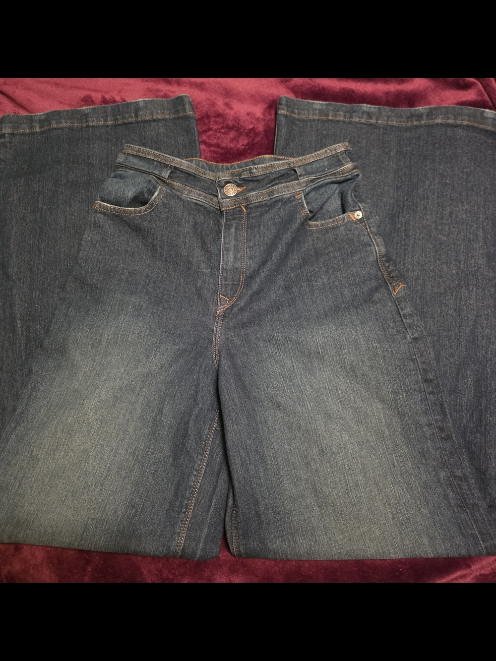 Express Women's Dark Blue Super High Rise Wide Leg Jeans 4R Euc